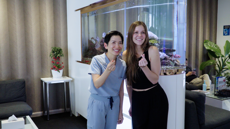 Julia during a follow-up visit at Westcoast International Dental Clinic.